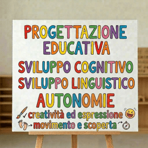 Ceramic vase with colorful flowers and Italian quote on rustic wooden table